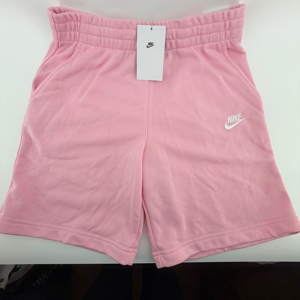 Nike Kids Sportswear Fleece Shorts Pink Bloom White FD3015-690 Youth XL NWT